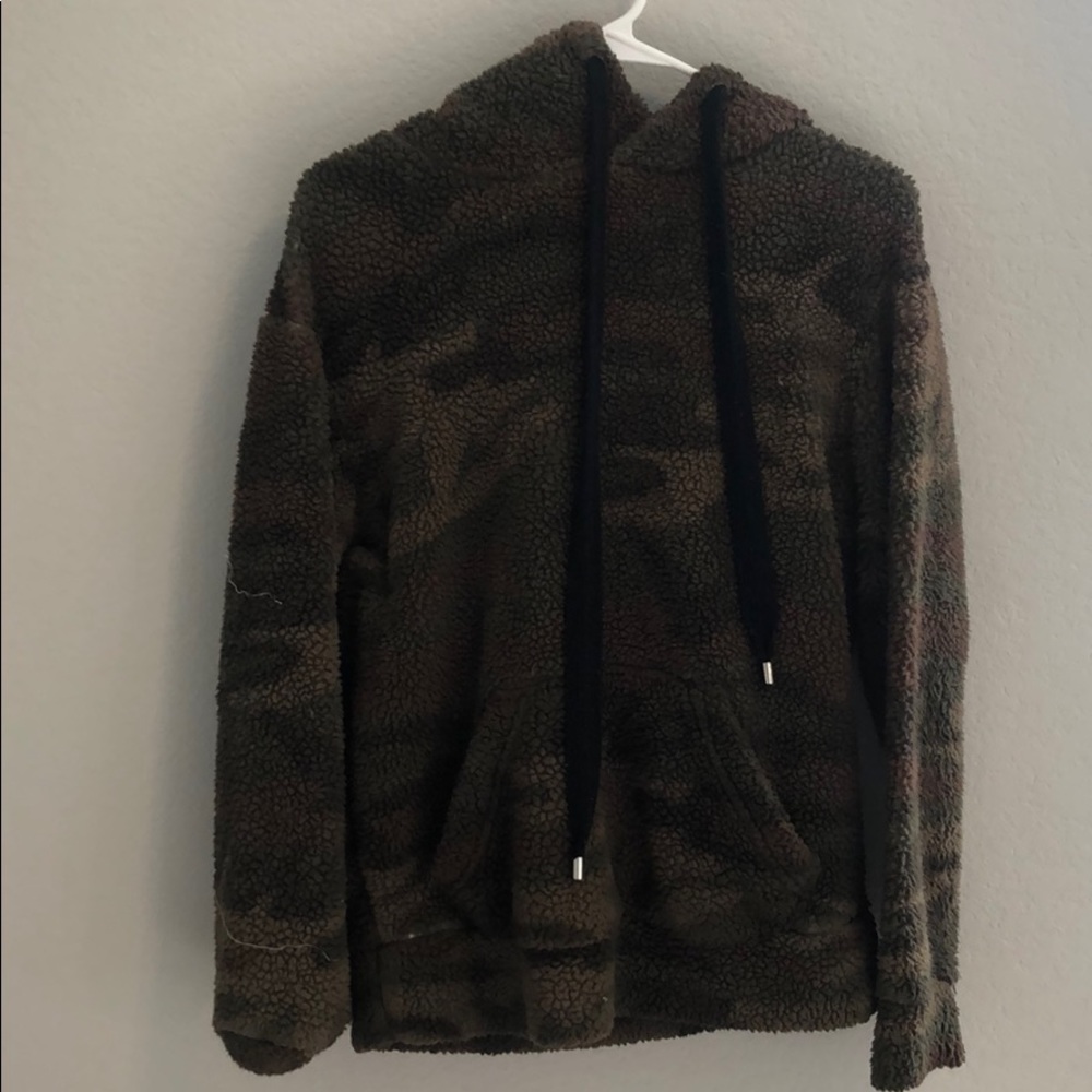 Fuzzy camo hoodie